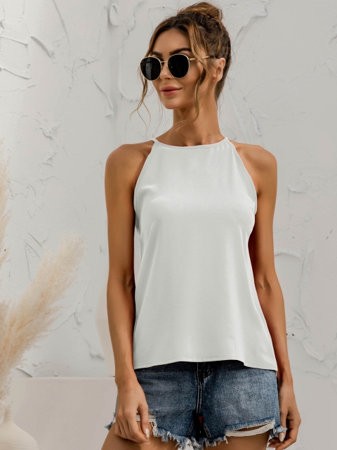 

URBANIC White Solid Regular Top