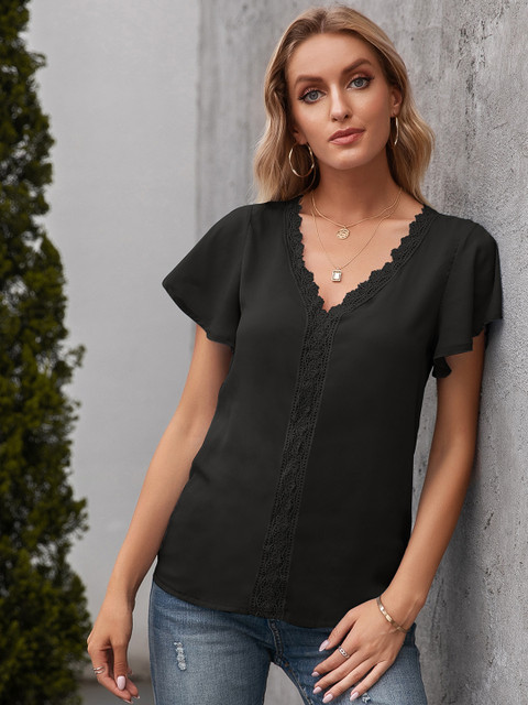 

URBANIC Black Solid Regular Top