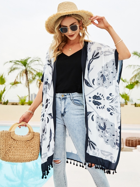 

URBANIC Women Black & White Printed Cover Up Dress