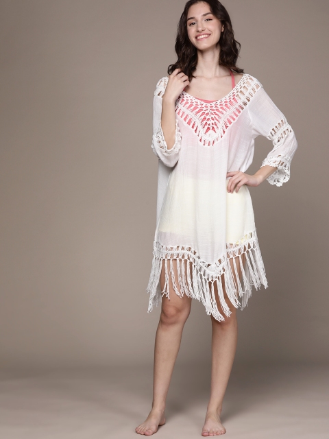 

URBANIC Women White Solid Cover Up Dress
