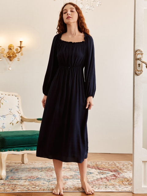 

URBANIC Navy Blue Solid Nightdress