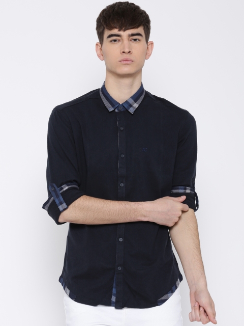 

Numero Uno Men Navy Blue Slim Fit Solid Casual Shirt