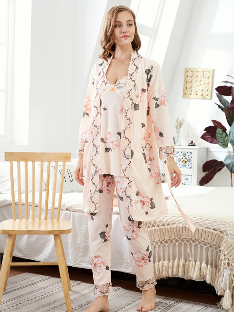 

URBANIC Women Pink Printed Night suit