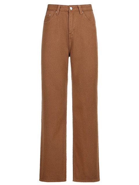 

URBANIC Women Brown Solid Straight Fit Cotton Non-Stretchable Jeans