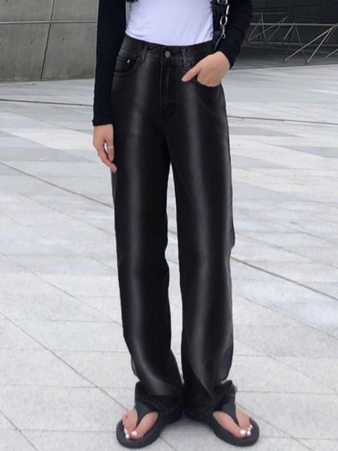 

URBANIC Women Black & Grey Dyed Straight Fit High-Rise Jeans