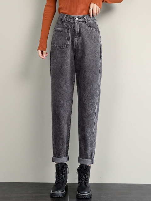 

URBANIC Women Charcoal Grey Cotton Clean Look No Fade Jeans
