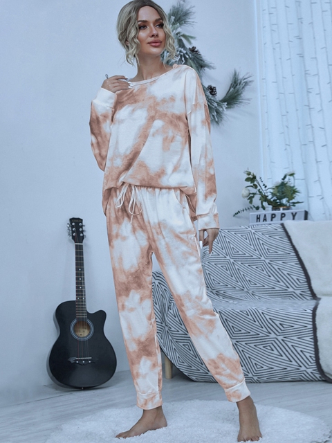 

URBANIC Women Brown & White Printed Night suit