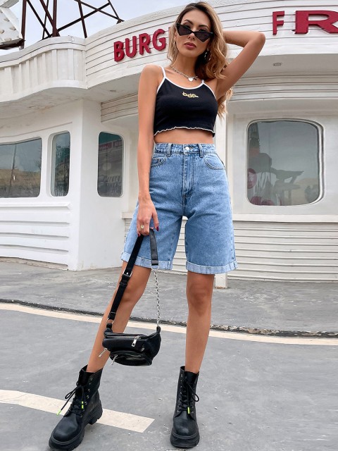 

URBANIC Women Blue Denim Shorts