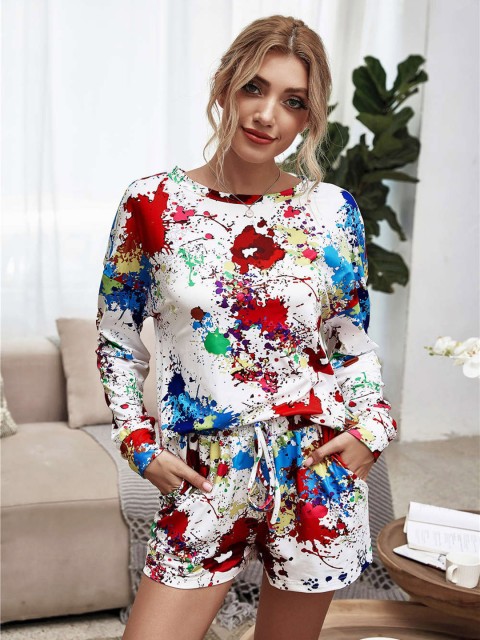 

URBANIC Women White & Red Printed Shorts Set