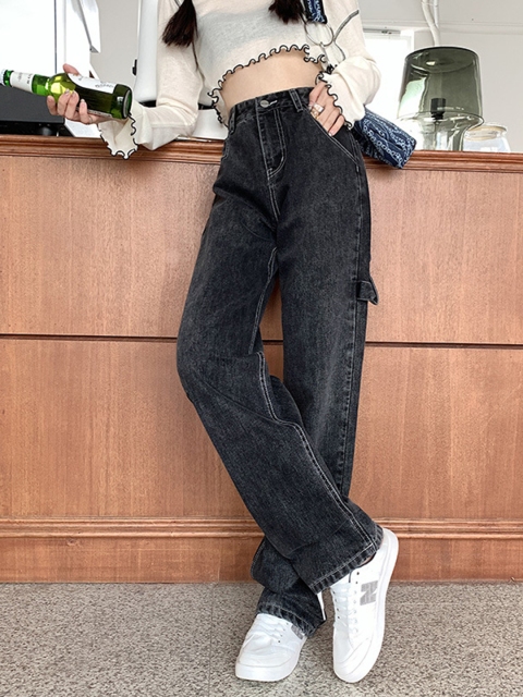 

URBANIC Women Black Straight Fit High-Rise Jeans