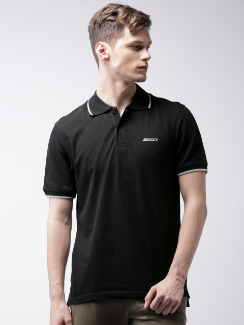 

2GO Men Black Solid Polo T-shirt