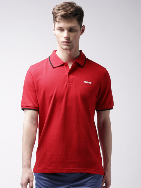 

2GO Men Red Solid Polo T-shirt