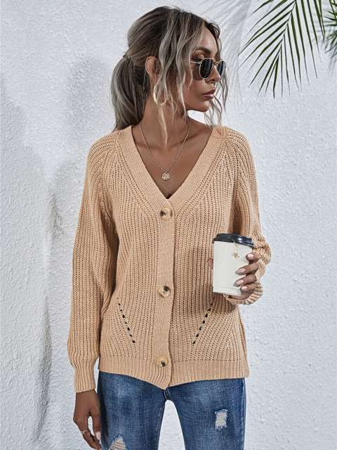 

URBANIC Women Beige Ribbed Cardigan