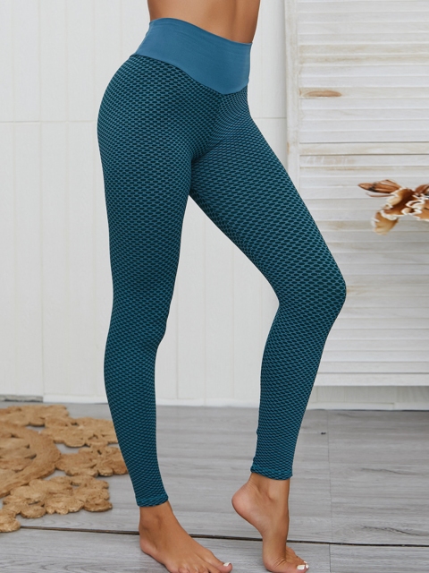 

URBANIC Women Green Self Design High-Rise Slim-Fit Gym Tights