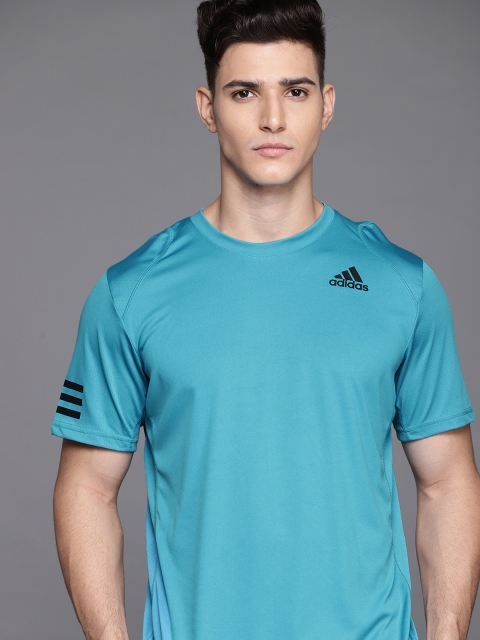 

ADIDAS Men Blue Solid Club 3-Strpies Sustainable T-shirt