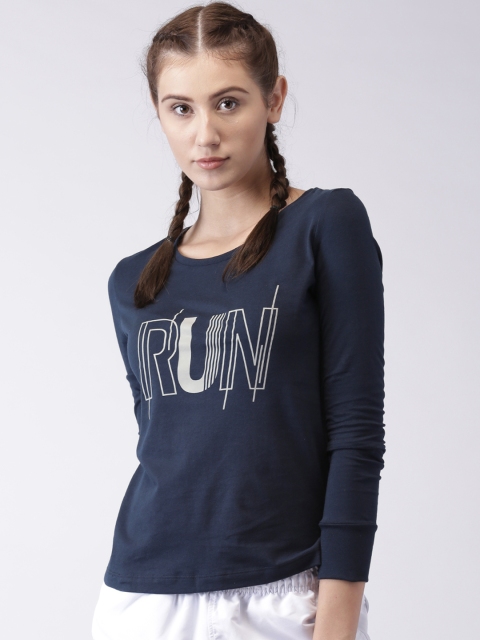 

2GO Women Navy & Grey Printed Round Neck T-Shirt, Navy blue