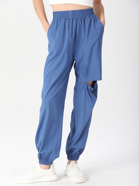 

URBANIC Women Blue Solid Slash Knee Relaxed Fit Joggers