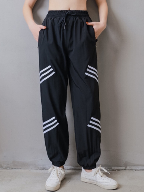 

URBANIC Women Black & White Striped Joggers