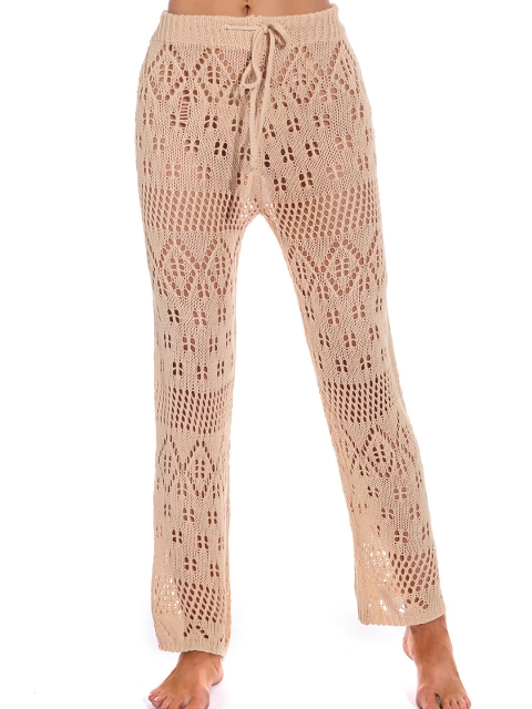 

URBANIC Women Beige Self Design Crochet Beach Pants