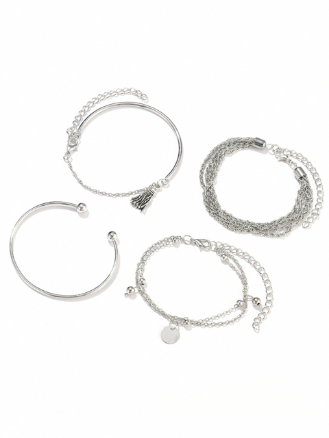 

URBANIC Women Set of 4 Silver-Toned Bracelets