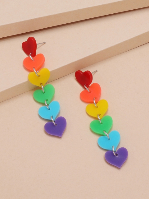 

URBANIC Multicoloured Heart Shaped Drop Earrings, Multi