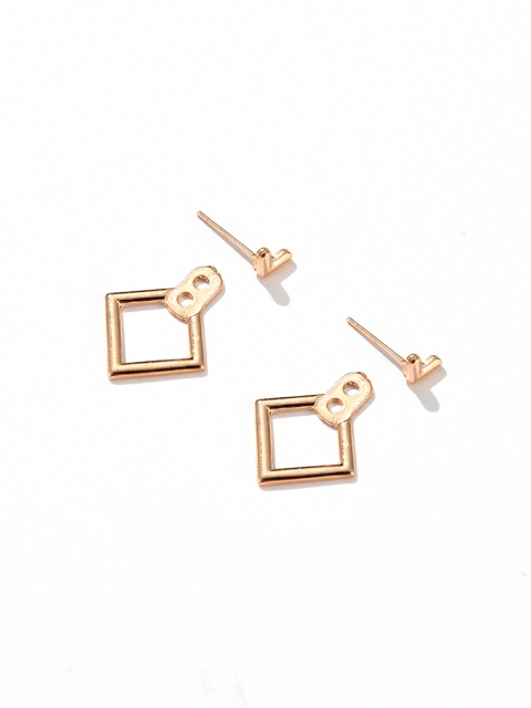 

URBANIC Gold-Toned Diamond Shaped Jacket Drop Earrings