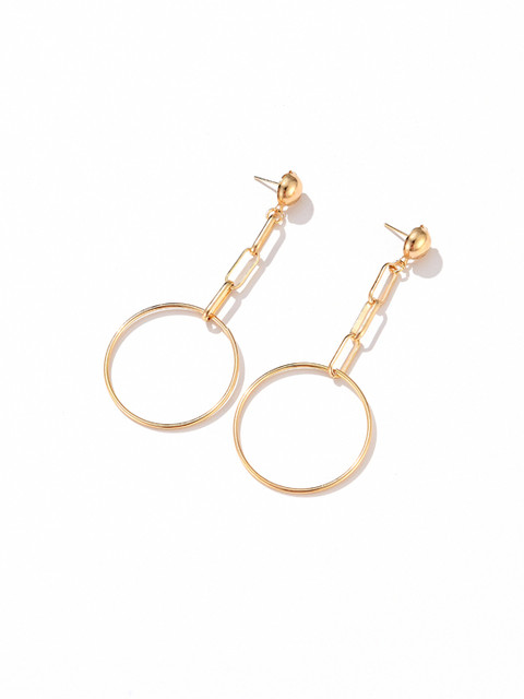

URBANIC Gold-Toned Circular Drop Earrings