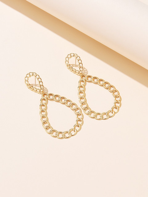 

URBANIC Gold-Toned Teardrop Shaped Drop Earrings