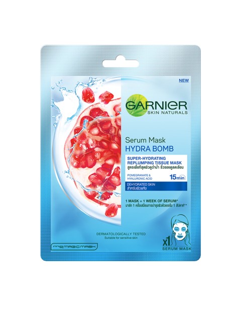 

Garnier Skin Naturals Hydra Bomb Pomegranate Face Serum Sheet Mask, Blue