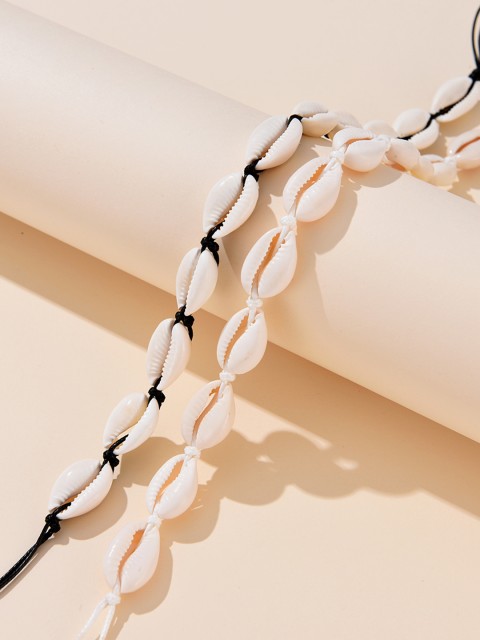 

URBANIC Set Of 2 White Coffee Bean Shell Imitation Choker Necklace