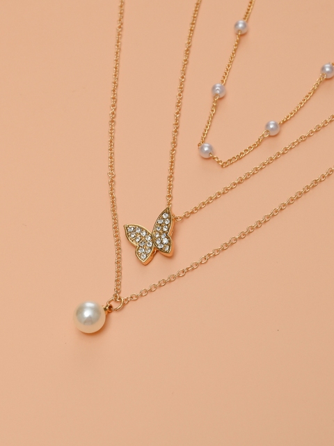 

URBANIC Set of 3 Link Necklace, Gold