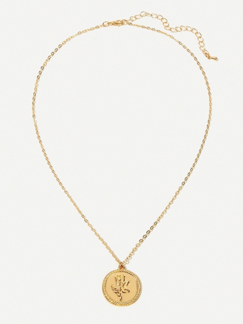 

URBANIC Gold-Toned Floral Textured Link Necklace