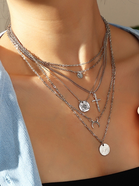 

URBANIC Silver-Toned Layered Necklace