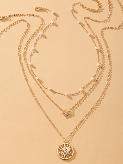

URBANIC Set of 3 Gold-Toned Necklaces