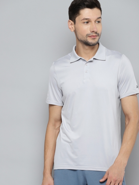 

Reebok Men Grey Solid Polo Collar Speedwick T-shirt