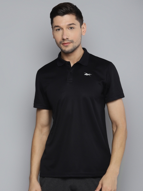 

Reebok Men Black Power Mesh Polo Speedwick T-shirt