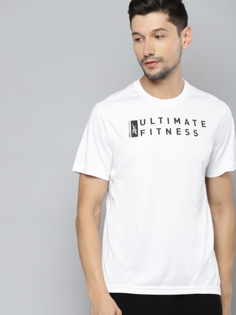 

Reebok Men White & Black Typography Printed Speedwick T-shirt