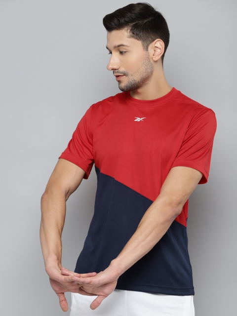 

Reebok Men Red & Navy Blue Colourblocked T-shirt