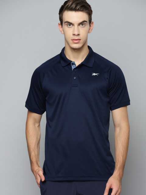 

Reebok Men Navy Blue RAG Polo Collar Training T-shirt