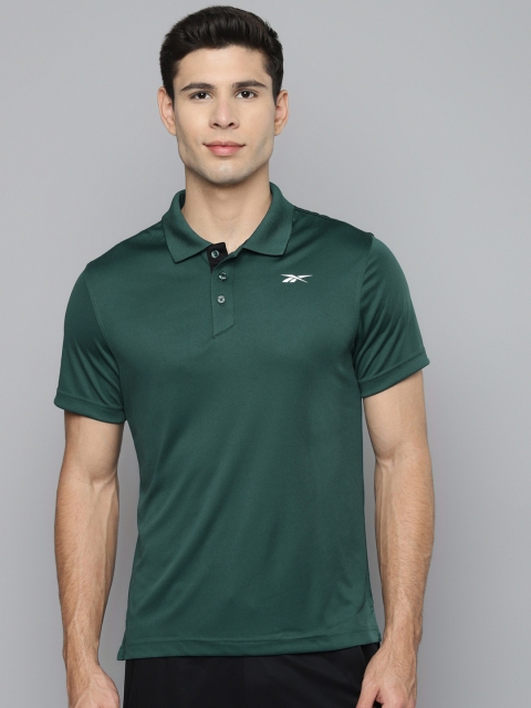

Reebok Men Teal Green FND Vector Polo Collar Slim Fit Training T-shirt