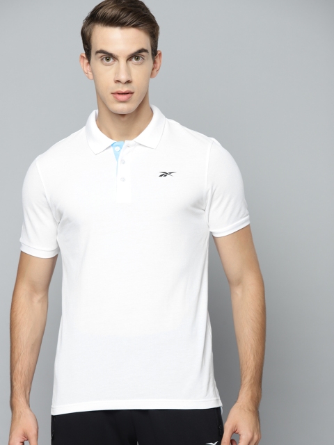 

Reebok Men White FND COT Polo Collar Training T-shirt
