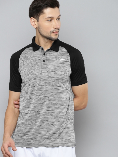 

Reebok Men Black CT Polo Collar Speedwick Training T-shirt