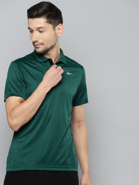 

Reebok Men Green Polo Collar Speedwick T-shirt