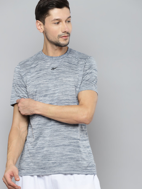 

Reebok Men Blue & Off White Striped T-shirt