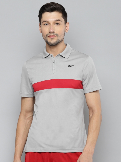 

Reebok Men Grey & Red Performance Polo Collar T-shirt