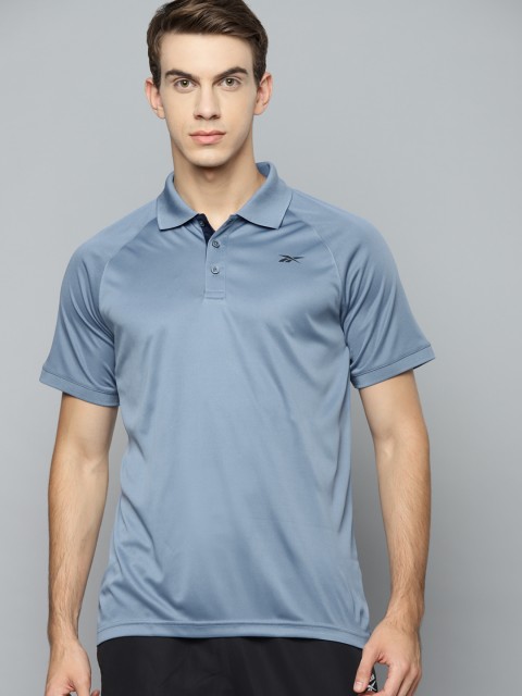 

Reebok Men Blue Raglan Polo Collar Training T-shirt