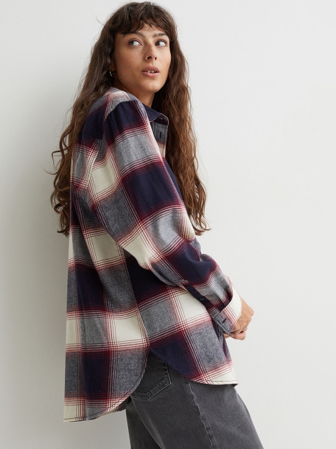 

H&M Women Blue Cotton Flannel Shirt