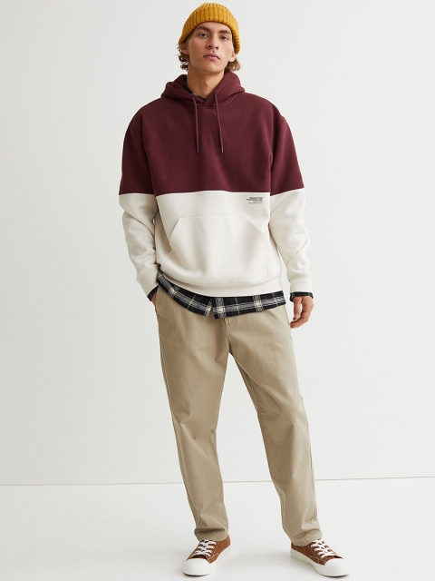 

H&M Men Beige Solid Mid Rise Relaxed Fit Trousers