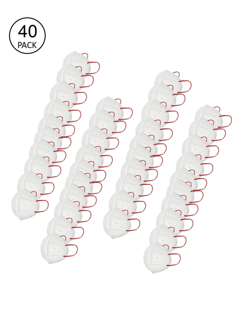 

LOIS CARON Unisex Pack Of 40 White Solid 5-Ply Reusable Anti-Pollution N95 Masks