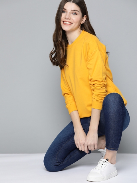 

Mast & Harbour Women Yellow Solid Sweatshirt